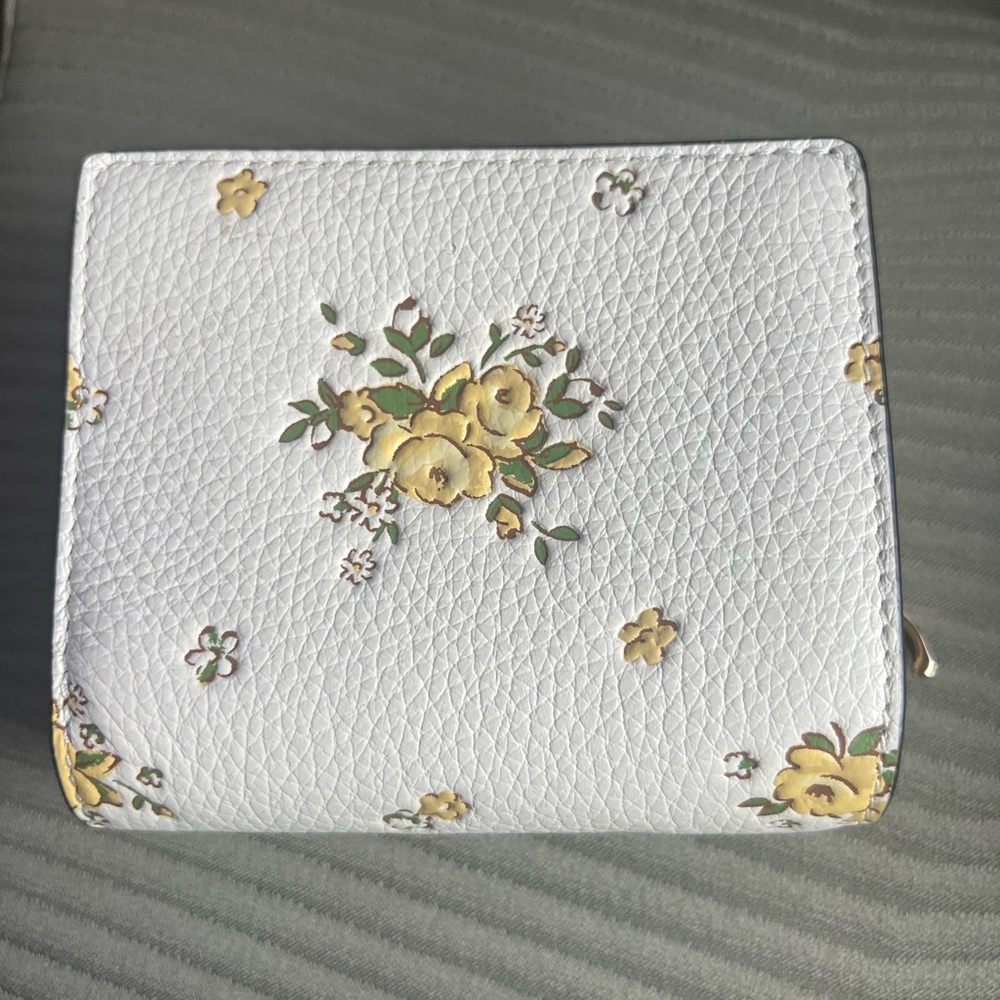Coach White and Yellow Floral Mini Wallet - Picture 2 of 4